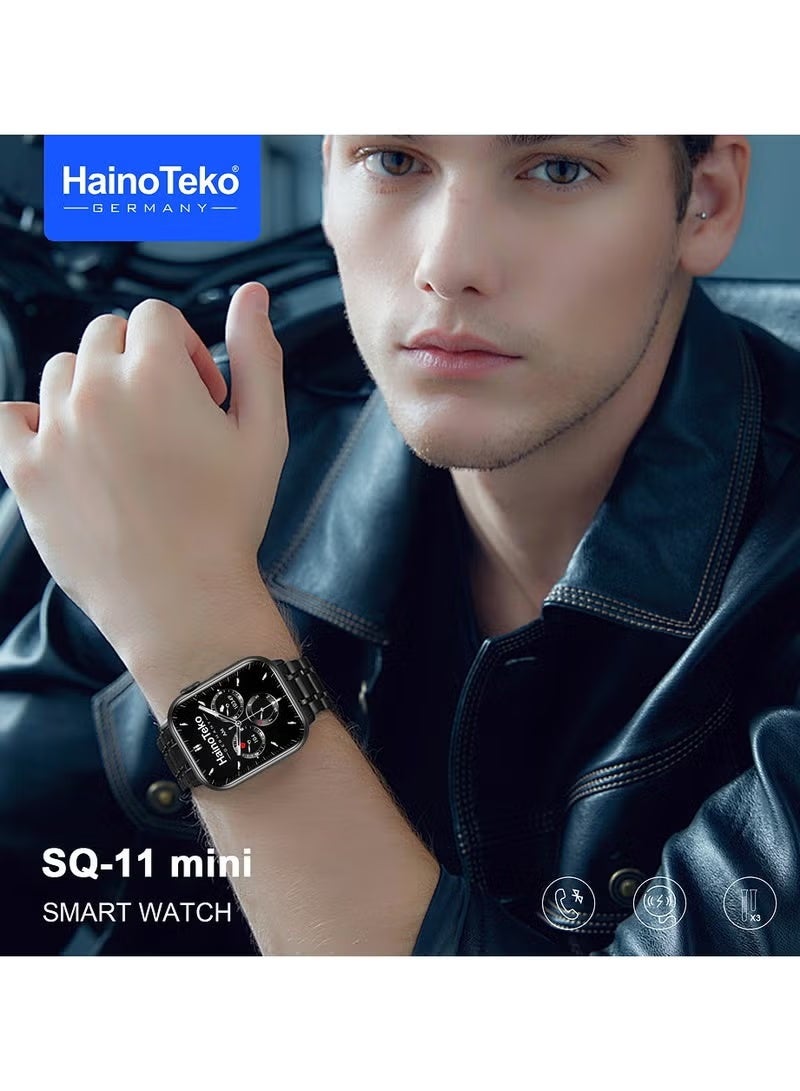 Haino Teko SQ-11 Mini Smart Watch with AMOLED Display, Waterproof Design, Health & Fitness Tracking, Touch Screen Smart Wearable with 3 Pairs of Replaceable Straps for Men and Women - Image 5
